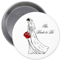 Red Bouquet Bride to Be Pinback Buttons