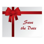 Red Bow Winter Wedding Save the Date Postcard
