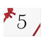 Red Bow Winter Wedding Table Number Post Cards
