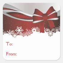 Red Bow with Snowflakes stickers