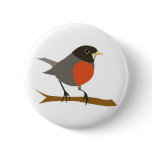 Red Breasted Robin on Branch buttons