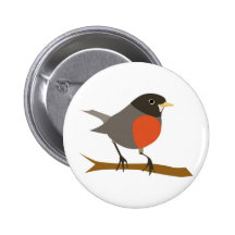 Red Breasted Robin on Branch Buttons