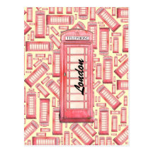 Red British phone booth - London postcard