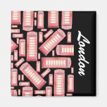 Red British phone booth pattern - London Magnets
