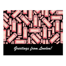 Red British phone booth pattern Post Card