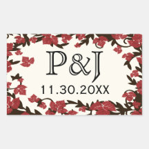 Red Brown Autumn Leaves Favour Stickers
