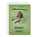 Red-Brown Haired Orangutan Sitting On Grass Party invitations