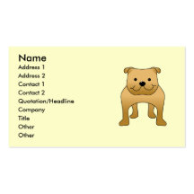 Red Bulldog. Dog Cartoon. Business Cards