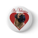 Red Bullmastiff My Valentine - Button