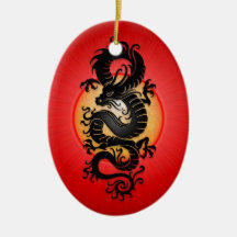 Red Burst Chinese Dragon Ornaments