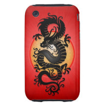Red Burst Chinese Dragon Tough iPhone 3 Cases