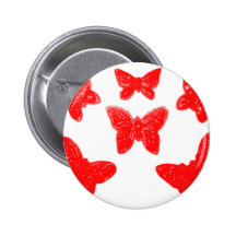 Red Butterfly Pattern Pinback Button