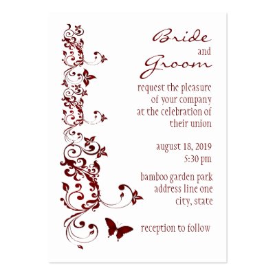 Red Butterfly Wedding Invitation Business Card Template by satelliteg