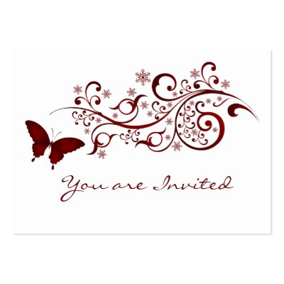 Red Butterfly Wedding Invitation Business Card Template by satelliteg