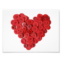 Red  button heart photo print