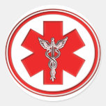 Red Caduceus Round Sticker