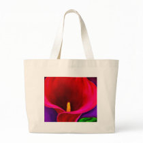 Red Cala Lily Flower Painting Art - Multi Bags