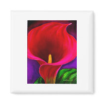 Red Cala Lily Flower Painting Art - Multi