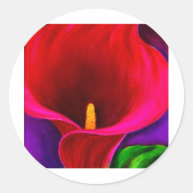 Red Cala Lily Flower Painting Art - Multi Sticker