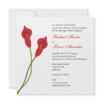 Red Calla Lilies Wedding Invitiation Announcement