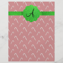 Red candy canes green glitter monogram flyer