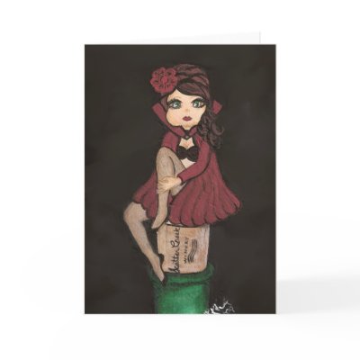 Red Cape Quantum Cutie Girl Greeting Card by Quantum_Art_Nerd