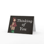 Red Caped Quantum Cutie is Thinking of You Greeting Cards