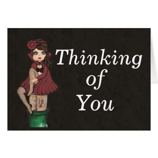 Red Caped Quantum Cutie is Thinking of You Greeting Cards