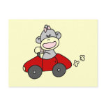 Red Car Sock Monkey Tshirts and Gifts Post Card