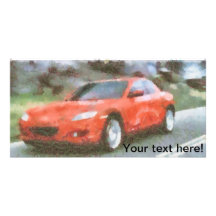 Red car watercolor effect personalized photo card