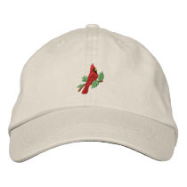 Red cardinal bird embroidered women's hat embroidered hat