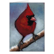 RED CARDINAL IN OIL PASTEL