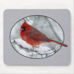 Red Cardinal in the Snow Mousepad 2