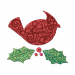Red Cardinal with Holly and Berries embroidered shirts