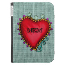 Red Cartoon Heart Personalised Kindle Case