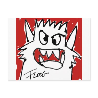 Red Cartoon Monster Postcard by monsterzoo