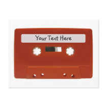Red Cassette Tape Customisable Postcard