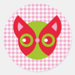 Red Cat Round Stickers