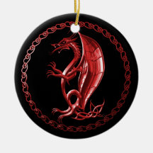 Red Celtic Dragon Christmas Tree Ornament