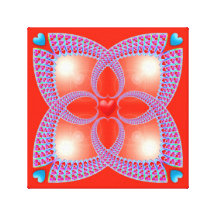 Red Celtic Heart Fractal Pattern Canvas Prints