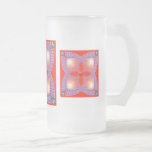 Red Celtic Heart Fractal Pattern Frosted Glass Coffee Mugs
