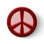 RED CHECK PATTERN PEACE SIGN buttons