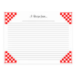 Red Checked Ruled Recipe Card with Equivalents Post Card