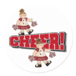 Red Cheerleader Round Stickers