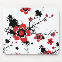 Red Cherry Blossom Sakura Design Mousepads