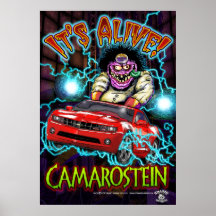 Red Chevy Camaro RS Poster