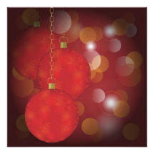 Red Christmas Balls Custom Invites