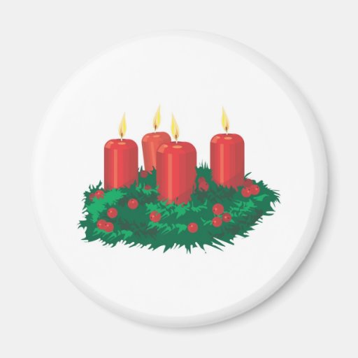 Red Christmas Candles Refrigerator Magnets