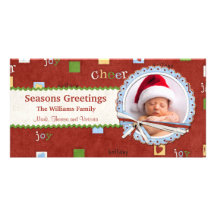 Red Christmas Card with Photo Photo Card Template