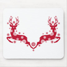Red Christmas deers Mouse Pad